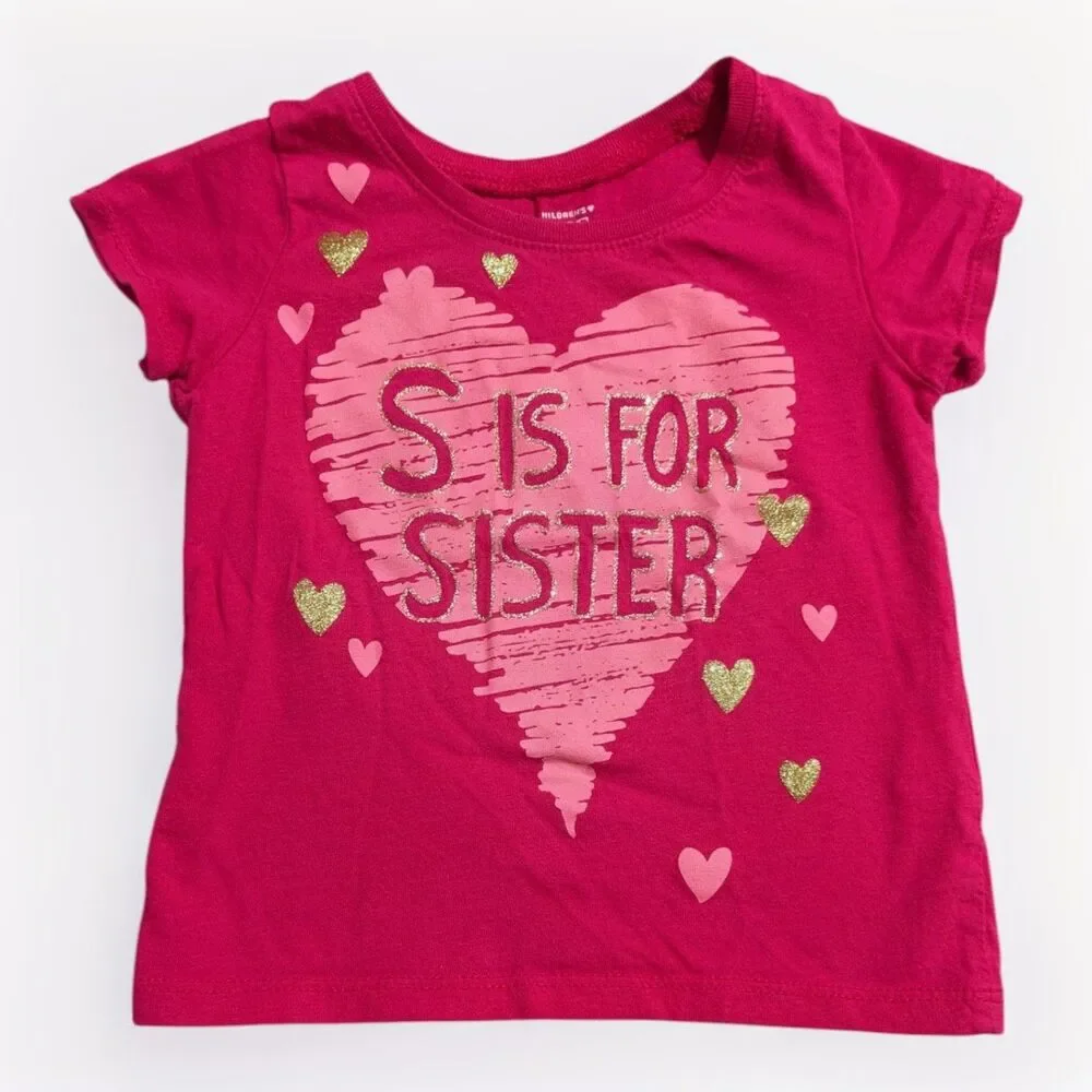 The Children's Place 18-24M Pink S Is For Sister Heart Graphic Tee Toddler